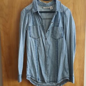 Light Blue Distressed Denim Shirt